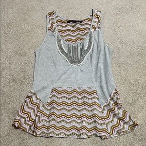 A Common Thread Striped and Zigzag Patterned Women's Top